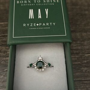 RYZE May Birthstone Ring - Green and Silver NWT size 9
